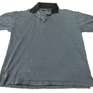 Golf America Polo Shirt Mens Size L Blue Beige Black Geometric 100% Cotton